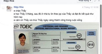 Chúc mừng Hiệp Hòa – đạt TOEIC 815 điểm chỉ sau 3 tháng học lớp Super