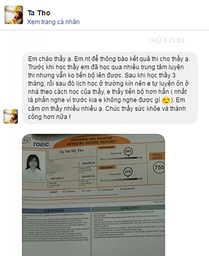 Mỹ Thơ - Cải thiện kỹ năng nghe đạt 755 điểm TOEIC Tạ Thị Mỹ Thơ 1 839x1024 - Mỹ Thơ - Cải thiện kỹ năng nghe đạt 755 điểm TOEIC