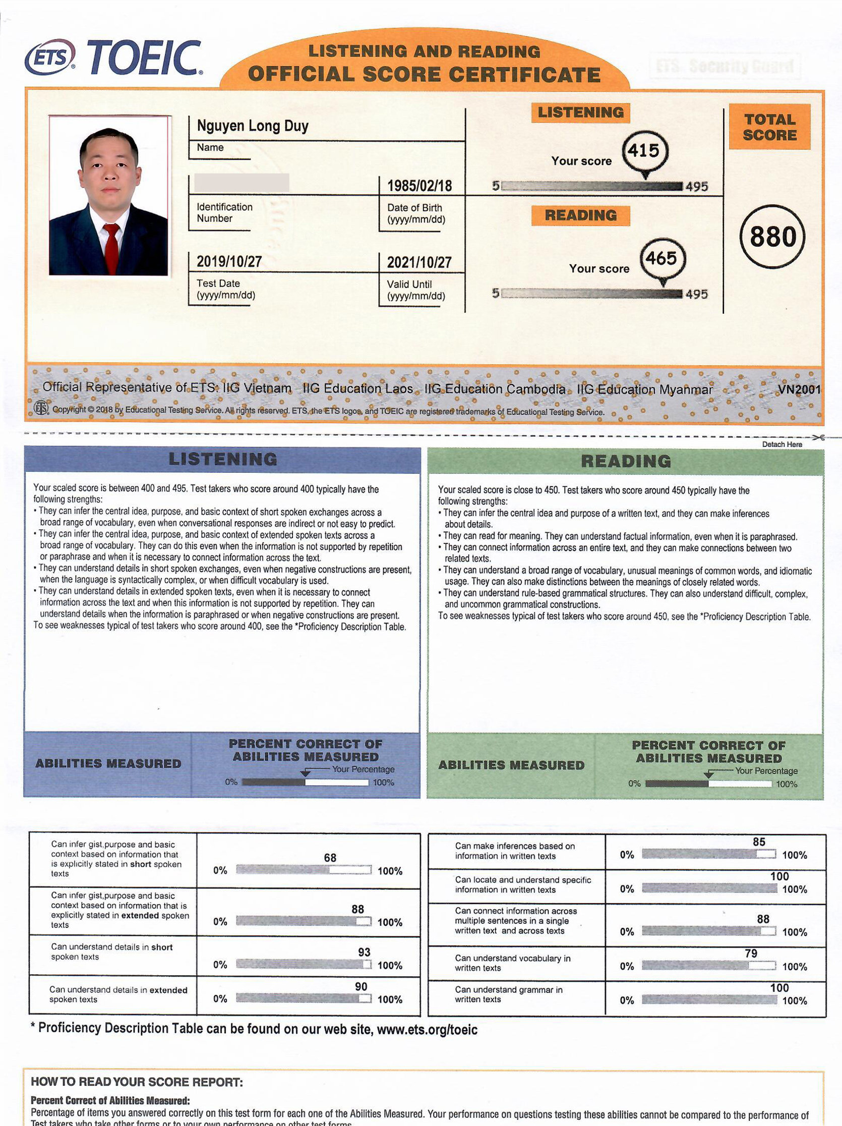 Học Viên Long Duy Chỉ Luyện 1 Tháng Lớp Super Đã Đạt 880 Điểm Toeic NGUYỄN LONG DUY TOEIC 880 1 - Học Viên Long Duy Chỉ Luyện 1 Tháng Lớp Super Đã Đạt 880 Điểm Toeic
